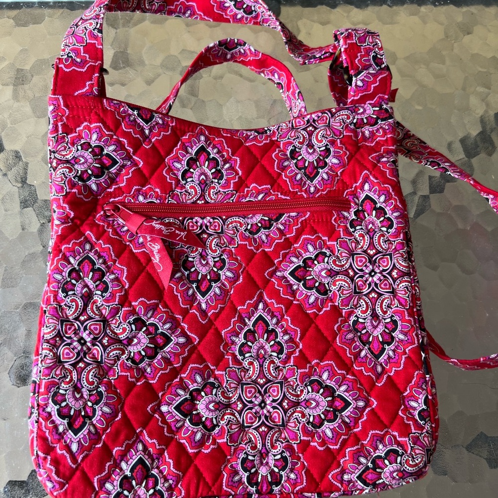 Vera Bradley Red and Pink Quilted Shoulder Bag